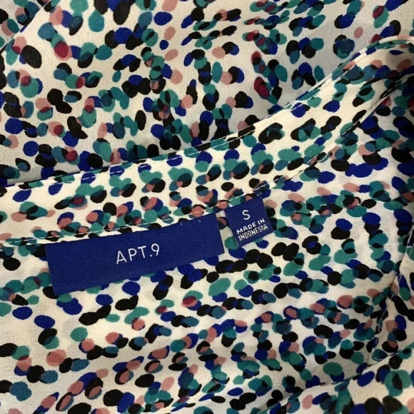 Apt 9 Polka Dot Blouse Zip Front Tunic Work Chic Small White Multicolor - Picture 9 of 9